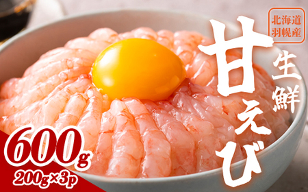 超速リキッド凍結でドリップゼロ!北海道羽幌産生鮮甘えび 600g(200g×3パック)[03121]